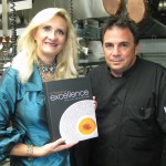 Chef Josiah Citrin with his cookbook "In Pursuit of Excellence" and Sophie Gayot