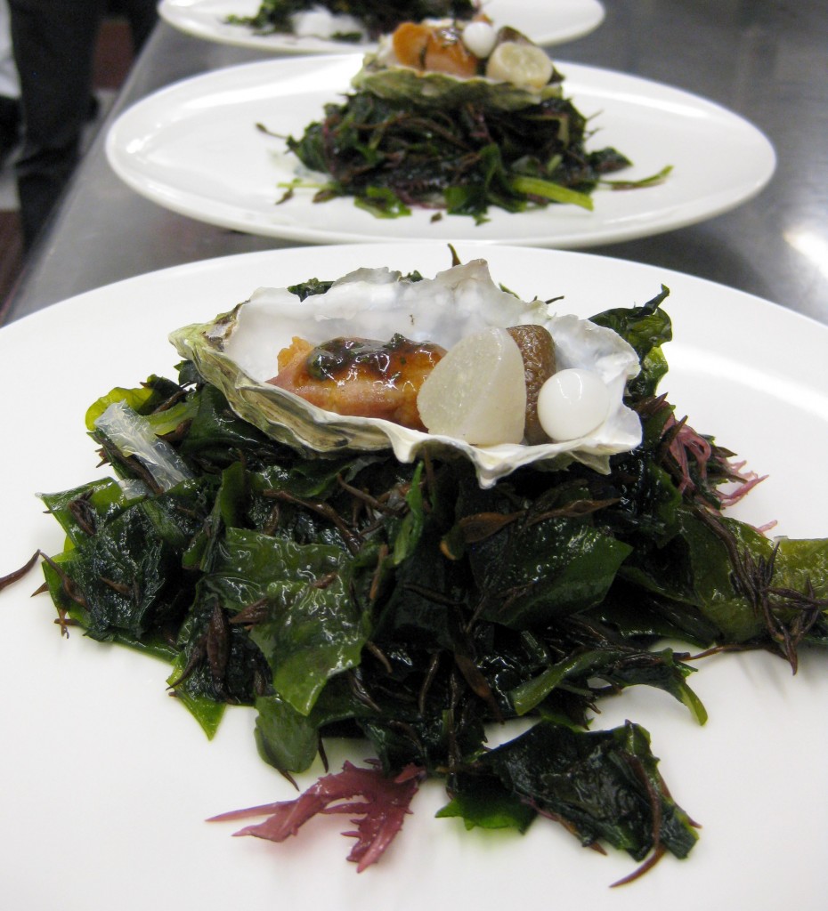 All Things Oyster: chicken, plant, mushroom, mignonette, coconut pearl, sea vapor