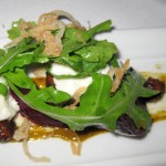Burrata, market beets, arugula, pistachio and fried shallot salad