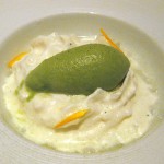 Apple, green tea and crème fraîche