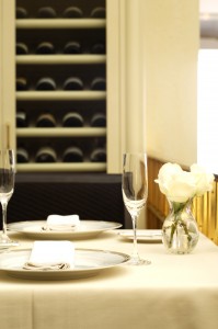 A table set for Valentine's Day at Everest, Chicago