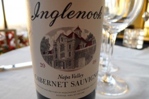 Front side of Inglenook 2009 CASK Cabernet Sauvignon, featuring 1941 label design