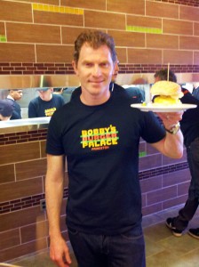 Chef Bobby Flay at the opening of the Princeton Bobby's Burger Palace