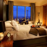 A guest room at Pan Pacific Hotel Seattle