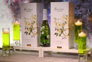 Champagne Perrier-Jouët 2004 Belle Époque Florale Edition on display at Katsuya restaurant in Brentwood, CA