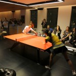 Erica Wu giving a ping pong demo
