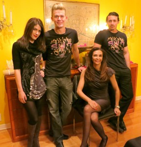 SUR Restaurant & Lounge business partner Nathalie Zapata (center), general manager Peter Madrigal (right) and two wait staff