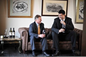 Winemaker Tom Hinde and Yao Ming