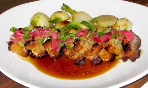 Black pepper and caramel-braised pork belly