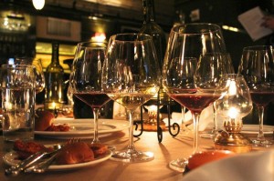 Wine and food combination at The Breslin Bar & Dining Room