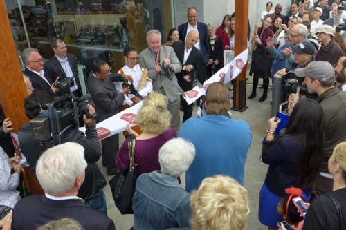 The ribbon-cutting ceremony at the La Brea Bakery Café