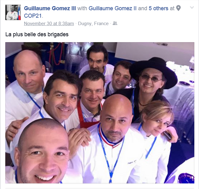 The team who prepared the inaugural lunch at the COP21