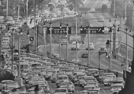 A look back in time at an old stretch of the Route 66 in Pasadena, Los Angeles.