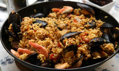 A dish of saffron-flavored rice from Spain