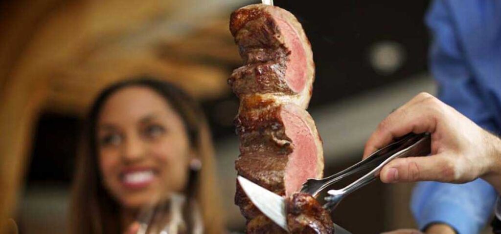 A skewer of asado at Fogo de Chao