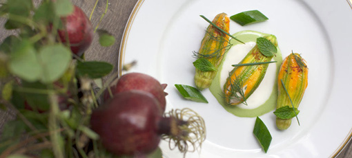 Squash blossoms from Le Coucou, one of GAYOT's Best New Restaurants in the U.S. 2017