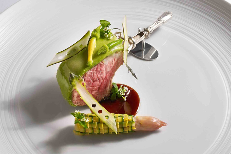 Per Se's Elysian Fields duckling lamb, white asparagus and squash