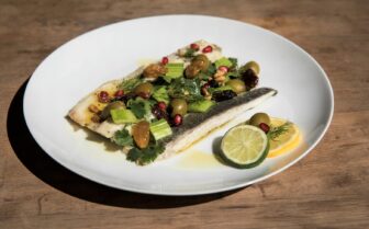 White cod with celery and olive sauce recipe