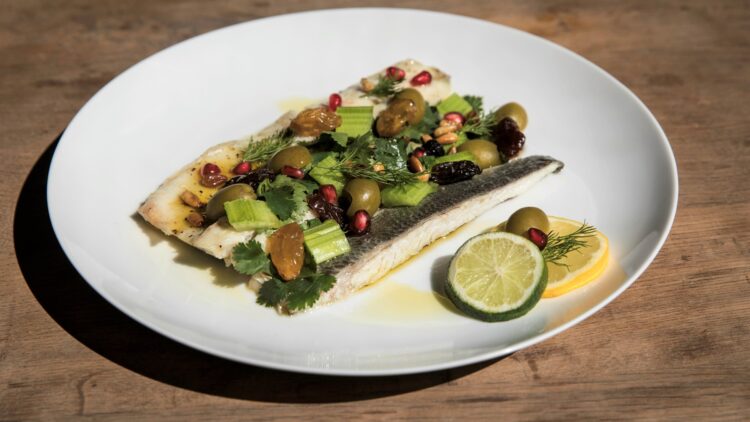 White cod with celery and olive sauce recipe