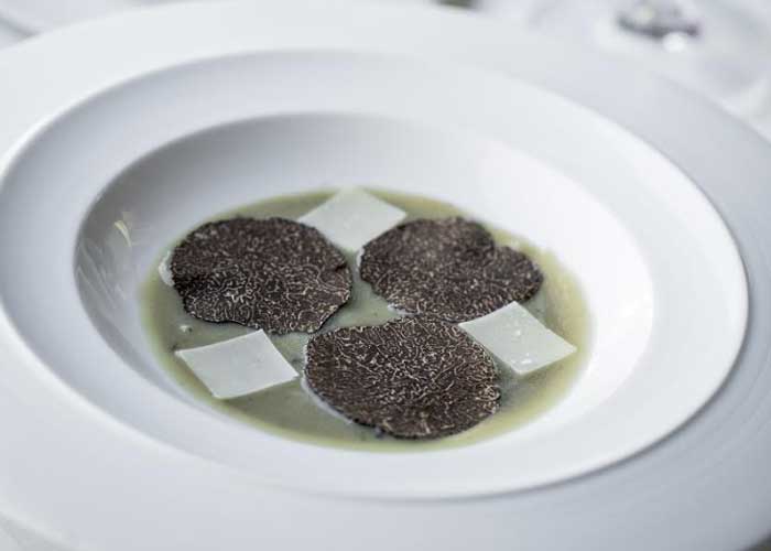Guy Savoy artichoke soup with black truffles