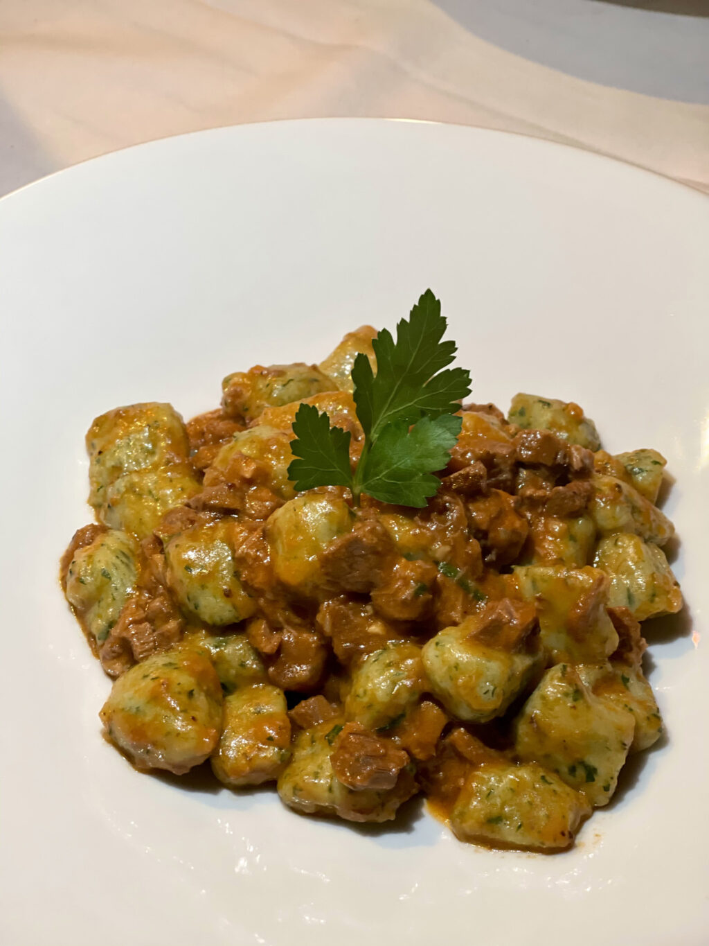 Spinach gnocchetti in a lamb ragu