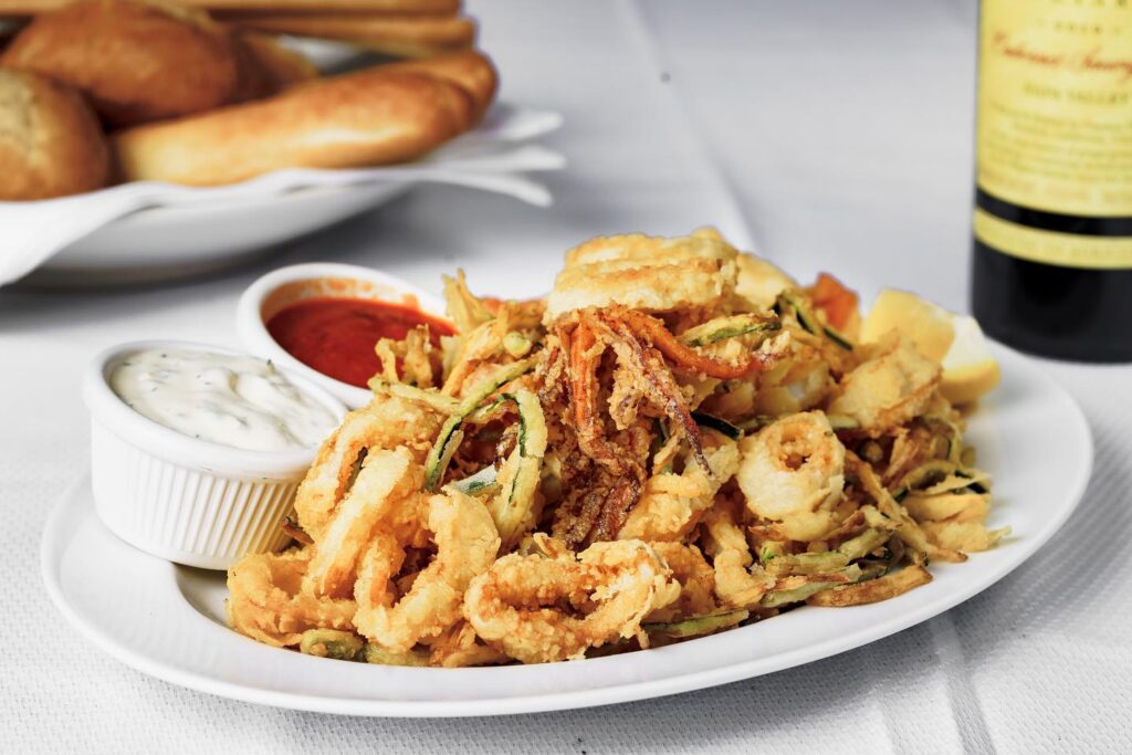 Fried mix seafood