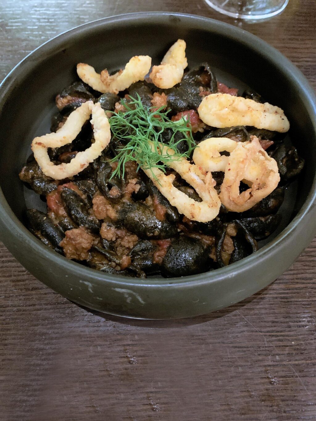 Ink orecchiette calamari bolognese