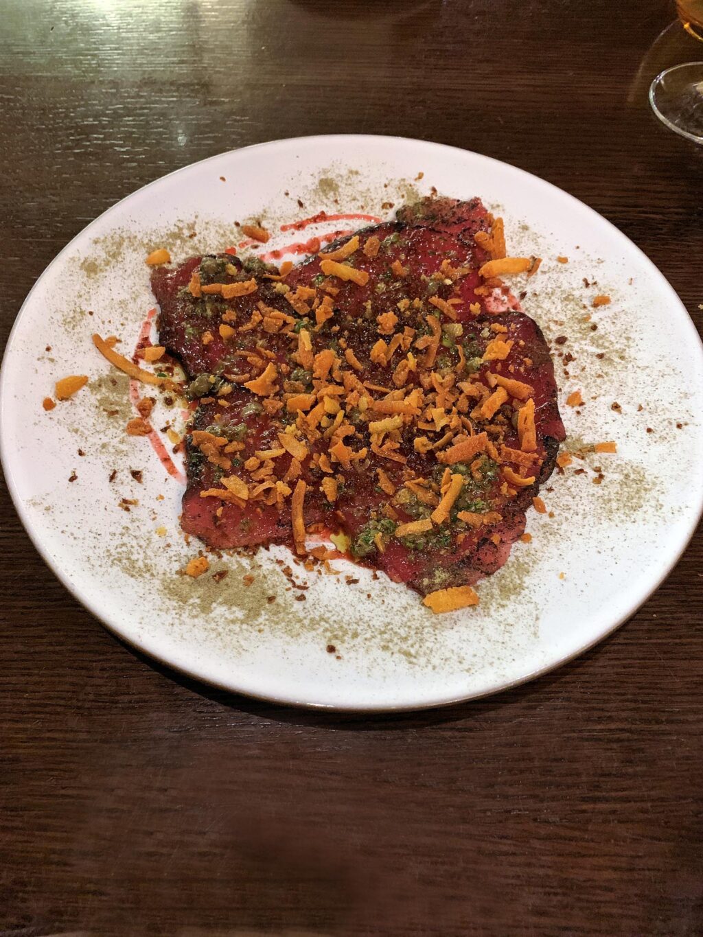 Smoked tuna carpaccio
