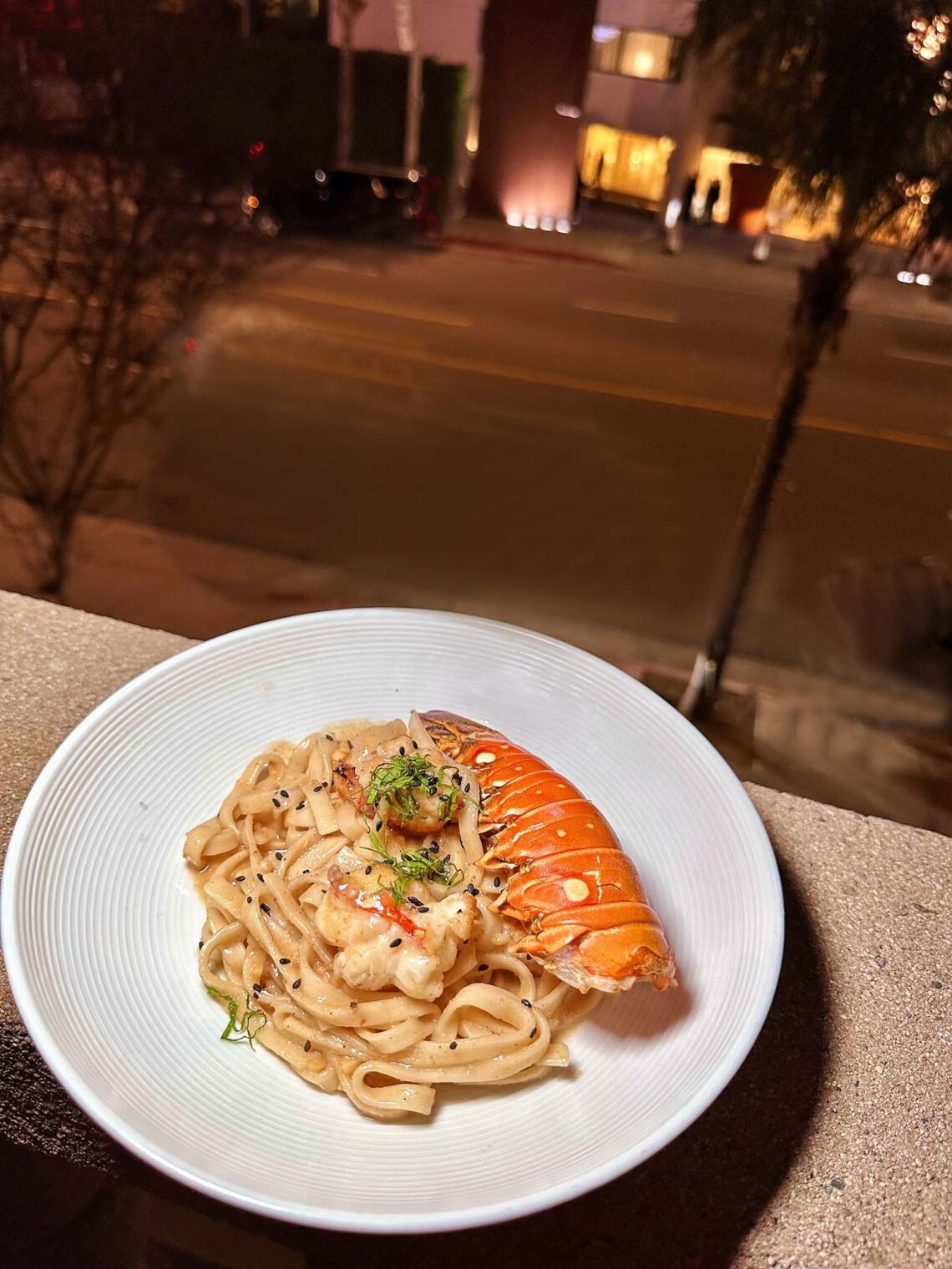 Lobster garlic noodles | Katana West Hollywood