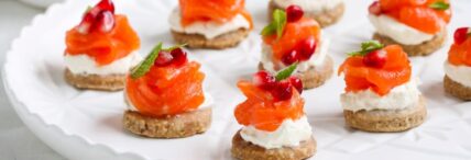Smoked salmon recipe labneh pomegranate canapés Regal New Zealand