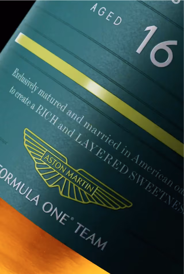 Aston Martin Formula 1 Glenfiddich label